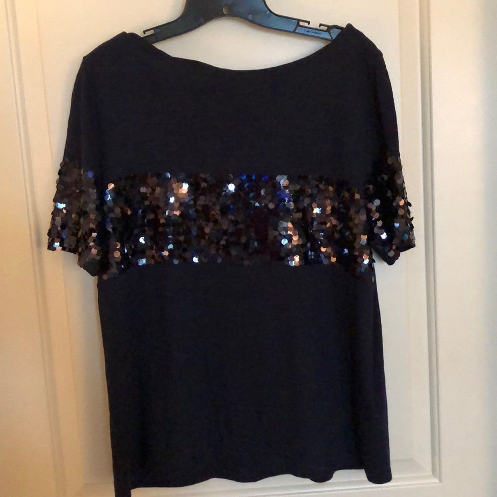 Navy Blue sequined blouse